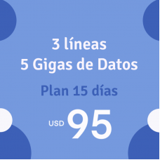 3 Líneas con 5 GB de Datos Cada una y 600 minutos de Llamadas por 15 días