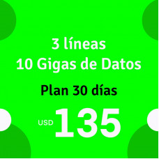 eSIMs Combo de 3 Líneas con 10 GB de Datos Cada una y 600 minutos de Llamadas por 30 días