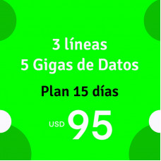 eSIMs Combo de 3 Líneas con 5 GB de Datos Cada una y 600 minutos de Llamadas por 15 días