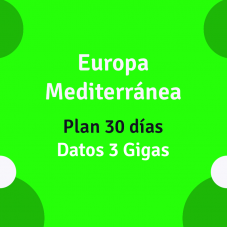 eSIM Europa Mediterránea 30 días 3 Gigas