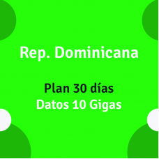 eSIM Dominicana 30 días 10 Gigas